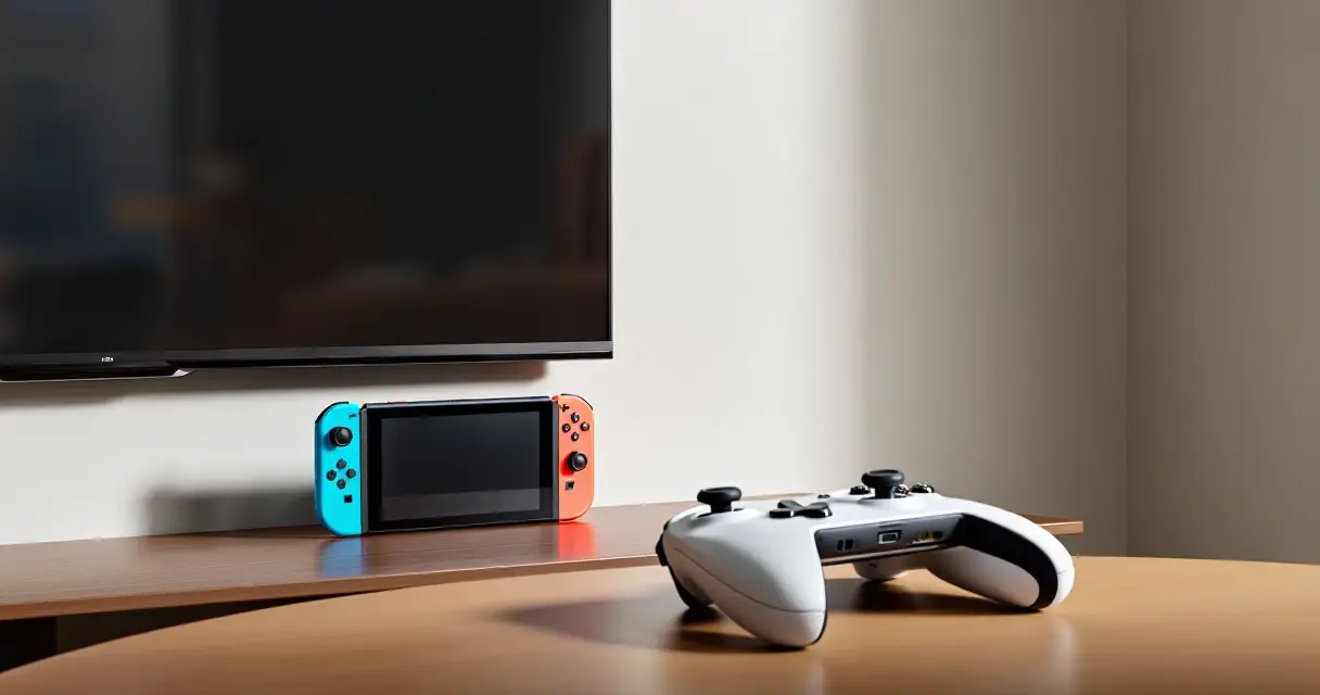 Nintendo Switch 2 -pelikonsoli telakassaan olohuoneessa luonnonvalossa